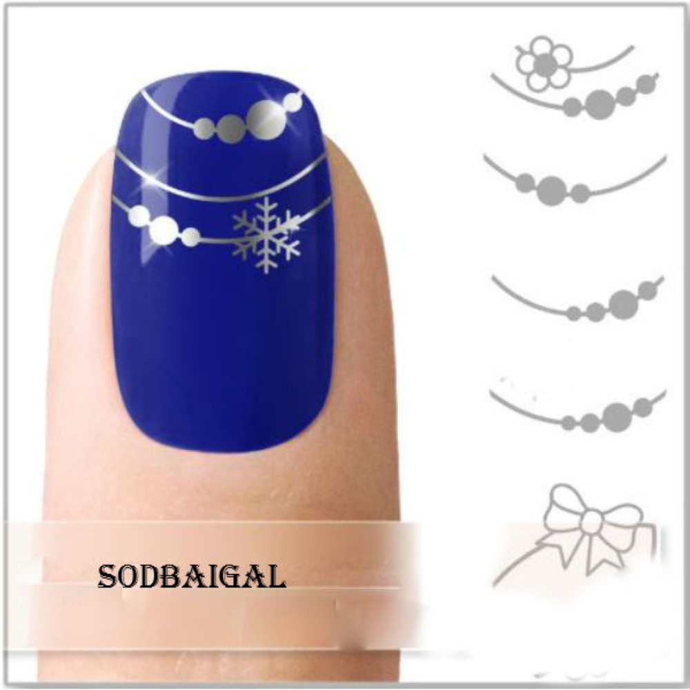 French Tip Bow - Nail Art Decal - BLUE61